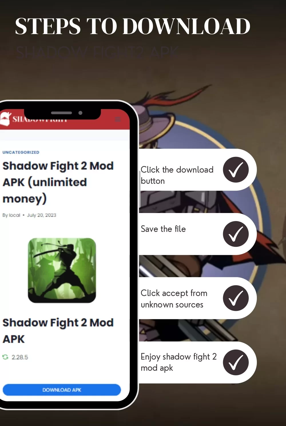 Steps to install shadow fight 2 mod Apk